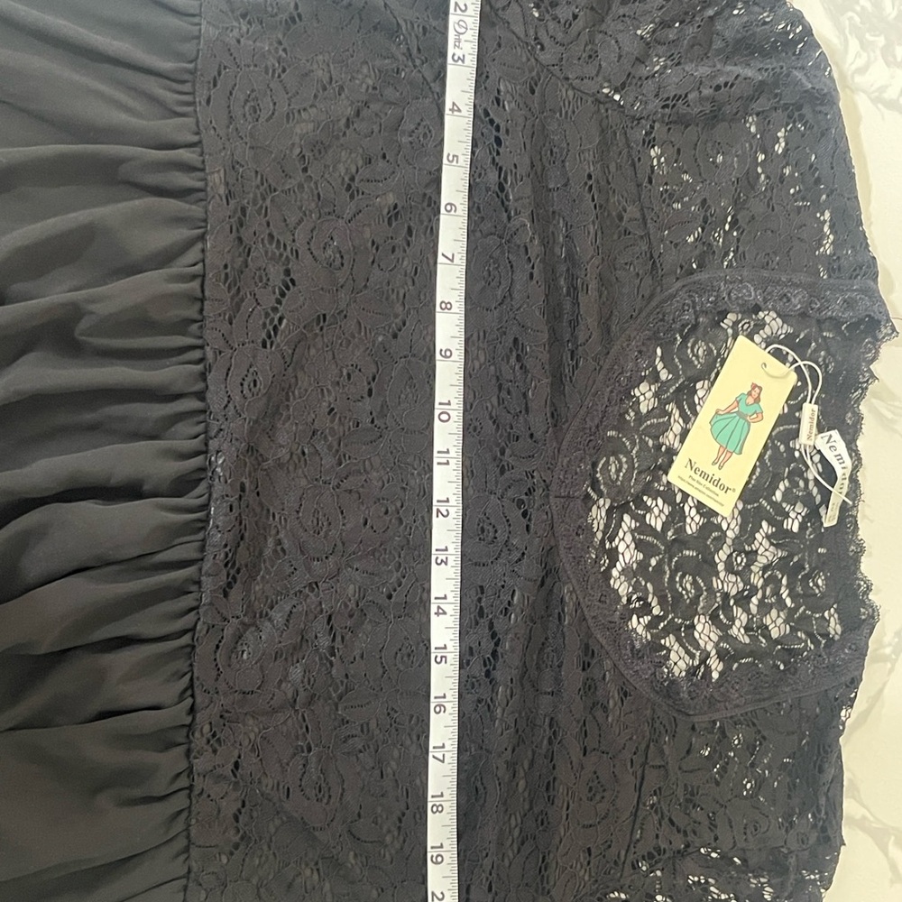 Nemidor women V neck 3/4 sleeve  Lace vintage Maxi formal Dress size 20 - Picture 6 of 8